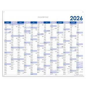 Nástenná plánovacia mapa 2026 SK s očkami na zavesenie - 124 x 100 cm - modrá