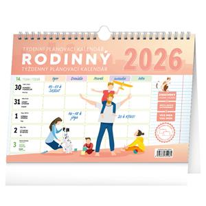 Nástenný aj stolový kalendár 2026 Týždenný rodinný plánovací s háčikom