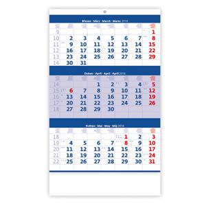 Nástenný kalendár 2016 Trojmesačný modrý