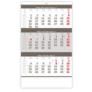 Nástenný kalendár 2016 Trojmesačný sivý