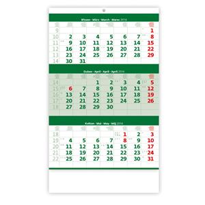 Nástenný kalendár 2016 Trojmesačný zelený