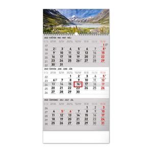 Nástenný kalendár 2022 3mesačný Krajina - sivý CZ