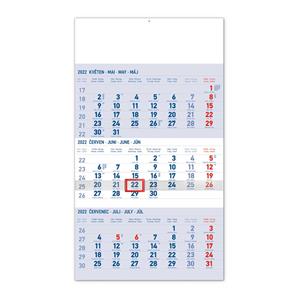 Nástenný kalendár 2022 3mesačný standard - modrý CZ