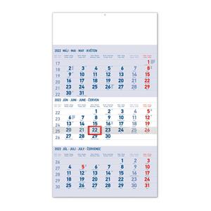 Nástenný kalendár 2022 3mesačný štandard - modrý SK