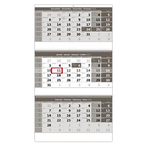 Nástenný kalendár 2022 Trojmesačný kalendár so špirálou - sivý