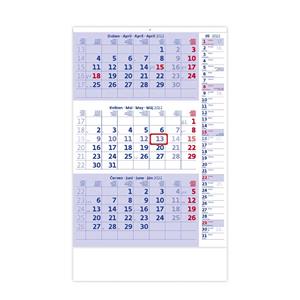 Nástenný kalendár 2022 - Trojmesačný modrý s poznámkami