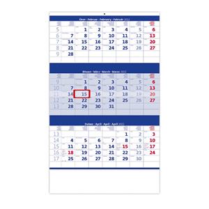 Nástenný kalendár 2022 - Trojmesačný modrý