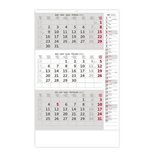 Nástenný kalendár 2022 Trojmesačný sivý s poznámkami