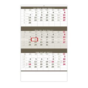 Nástenný kalendár 2022 - Trojmesačný sivý