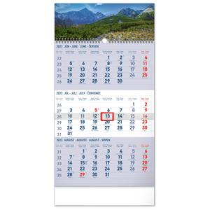 Nástenný kalendár 2023 3mesačný Tatry - modrý SK