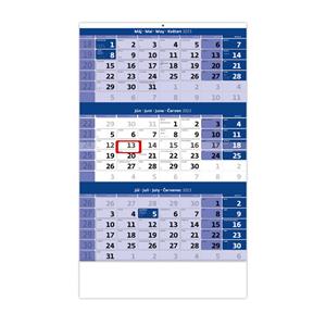 Nástenný kalendár 2023 - Trojmesačný kalendár modrý