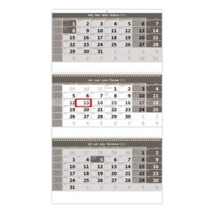 Nástenný kalendár 2023 - Trojmesačný kalendár sivý so špirálou