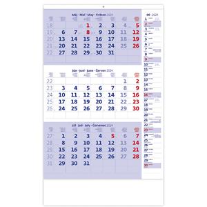 Nástenný kalendár 2024 - Trojmesačný kalendár modrý s poznámkami