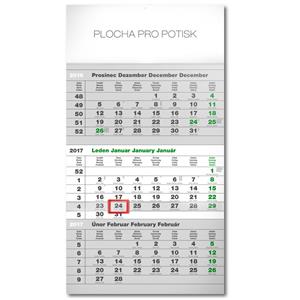 Nástenný kalendár ECO 3měsíční - sivý