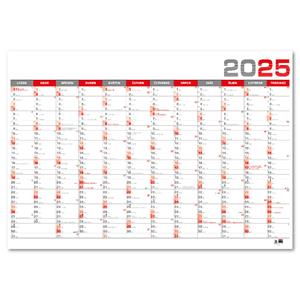 Nástenný ročný kalendár 2025 B1 - červená