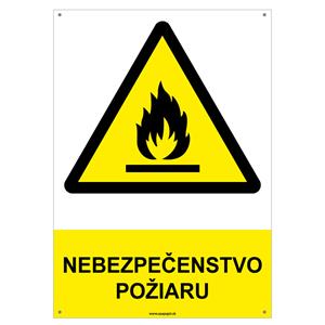 Nebezpečenstvo požiaru - bezpečnostná tabuľka s dierkami, plast 2 mm - A4