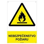 Nebezpečenstvo požiaru - bezpečnostná tabuľka s dierkami, plast 2 mm - A4
