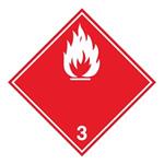 Nebezpečenstvo požiaru horľavé kvapaliny č.3 biely symbol, samolepka 100x100 mm