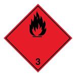 Nebezpečenstvo požiaru horľavé kvapaliny č.3 čierny symbol, plast 2 mm s dierkami, 100x100 mm