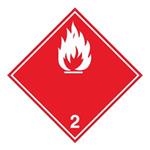 Nebezpečenstvo požiaru horľavé plyny č.2 biely symbol, plast 2 mm s dierkami, 100x100 mm