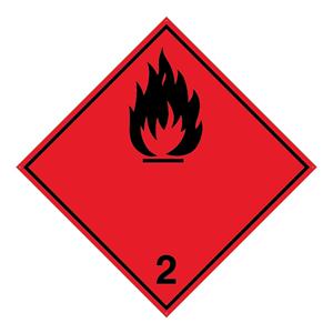 Nebezpečenstvo požiaru horľavé plyny č.2 čierny symbol, plast 2 mm s dierkami, 100x100 mm