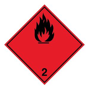 Nebezpečenstvo požiaru horľavé plyny č.2 čierny symbol, samolepka 100x100 mm
