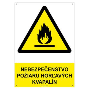 Nebezpečenstvo požiaru horľavých kvapalín - bezpečnostná tabuľka s dierkami, plast 2 mm - A4