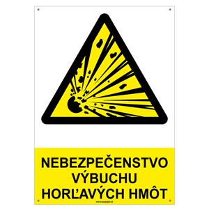 Nebezpečenstvo výbuchu horľavých hmôt - bezpečnostná tabuľka s dierkami, plast 2 mm - A4