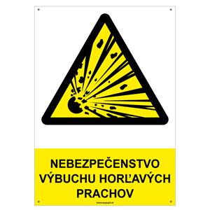 Nebezpečenstvo výbuchu horľavých prachov - bezpečnostná tabuľka s dierkami, plast 2 mm - A4