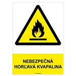 Nebezpečná horľavá kvapalina - bezpečnostná tabuľka, samolepka A4