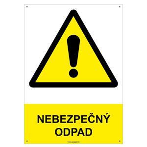 Nebezpečný odpad - bezpečnostná tabuľka s dierkami, plast 2 mm - A4