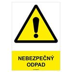 Nebezpečný odpad - bezpečnostná tabuľka, samolepka A4