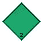 Nehorľavý nejedovatý plyn č 2. čierny symbol, plast 1 mm,100x100 mm