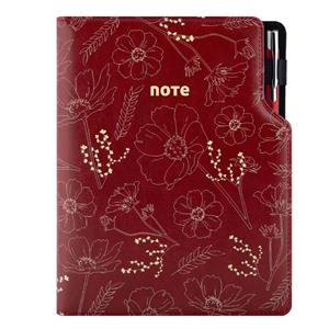 Notes DESIGN A5 štvorčekový - bordová - kvety