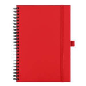 Notes koženkový SIMPLY A5 linajkový - červená/zelená špirála