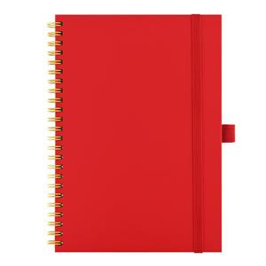 Notes koženkový SIMPLY A5 linajkový - červená/žltá špirála