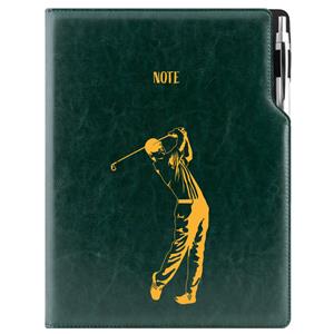 Notes - zápisník DESIGN A4 bodkovaný - zelená - Golf muž