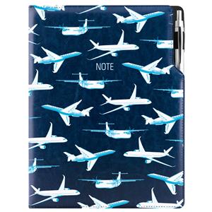 Notes - zápisník DESIGN A4 čistý - modrá - lietadlá