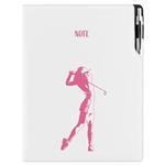 Notes - zápisník DESIGN A4 linajkový - biela - Golf žena