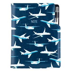 Notes - zápisník DESIGN A5 čistý - modrá - lietadlá