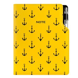 Notes - zápisník DESIGN B5 linajkový - žltá - námorník - kotvy