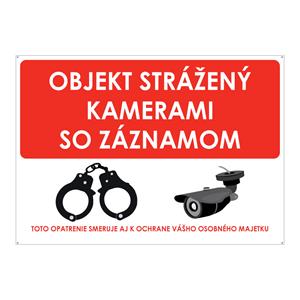 Objekt strážený kamerami so záznamom, plast 2mm s dierkami-210x148mm