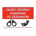 Objekt strážený kamerami so záznamom, samolepka 210x148mm