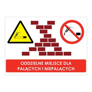 ODDZIELNE MIEJSCE DLA PALĄCYCH I NIEPALĄCYCH, naklejka 297x210 mm