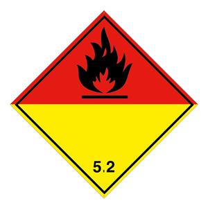 Organický peroxid nebezpečenstvo požiaru č 5.2, plast 2 mm s dierkami, 100x100 mm