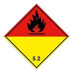 Organický peroxid nebezpečenstvo požiaru č 5.2, plast 2 mm s dierkami, 100x100 mm
