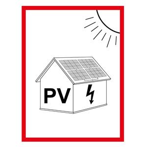 Označenie FVE na budove - PV symbol - bezpečnostná tabuľka, plast 0,5 mm (A5) 148 x 210 mm