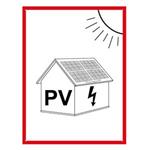 Označenie FVE na budove - PV symbol - bezpečnostná tabuľka, plast 2 mm s dierkami (A5) 148 x 210 mm