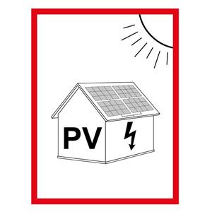 Označenie FVE na budove - PV symbol - bezpečnostná tabuľka, samolepka 45 x 60 mm