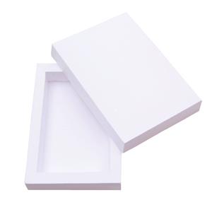 Papierová krabička s vekom 143 x 200 x 30 mm krieda biela lesklá 350 g / m2 - model 001